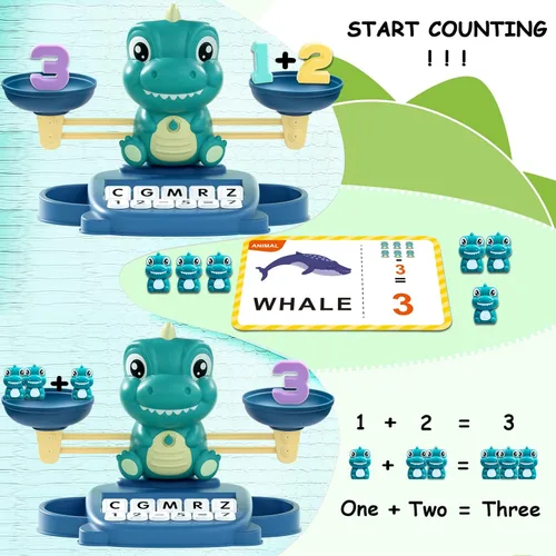Miniatura 3 de Kaodezhu - Juguete de equilibrio matemático de dinosaurio para niños y niñas - Juguete Montessori de emparejar letras para niños de 3 años, juguete