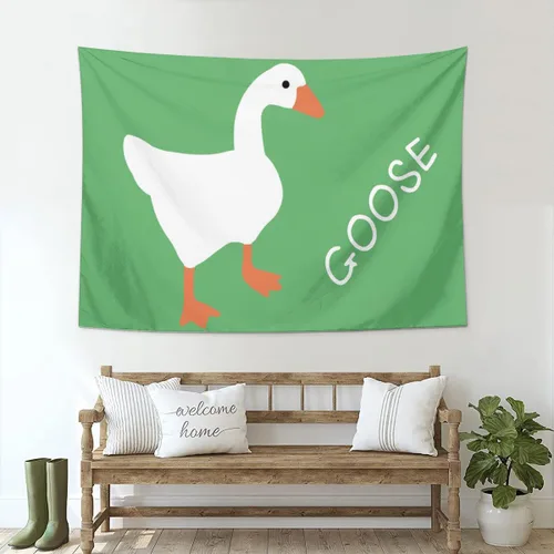 Miniatura 3 de Conank Tapiz de ganso blanco, divertido y lindo tapices de meme de pato, póster de dormitorio universitario, decoración de pared, bandera de fondo
