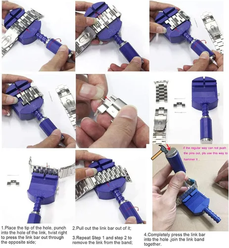Miniatura 9 de DAHASE Correa de reloj de acero inoxidable con extremo recto curvo 2 en 1, 12, 14, 15, 16, 17, 18, 19, 20, 21, 22, 23, 24, 1.024 in, correa