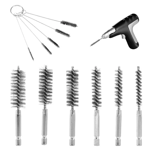 Miniatura 3 de 6 cepillos de acero inoxidable y 5 cepillos manuales, cepillo de alambre para taladro, cepillo de alambre pequeño para limpiar óxido, automóvil