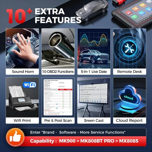 Miniatura 7 de Autel Escáner MaxiCOM MK900: 2026 actualizado como MK900BT MK900-BT MX900 Herramienta de diagnóstico bidireccional, 8 pulgadas más de MK808S MK808BT