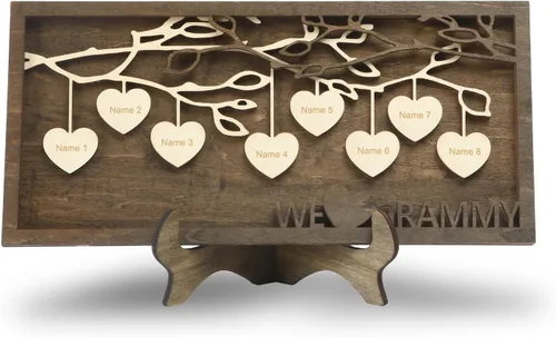 Miniatura 11 de Regalos para mamá, letrero de árbol familiar personalizado con nombres personalizados, placas de madera, decoración grabada con nombres familiares