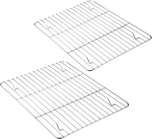 Miniatura 10 de E-far Juego de 2 estantes pequeños para hornear, de acero inoxidable, tamaño de 8.6 x 6.2 pulgadas, no tóxico y libre de óxido, apto para horno