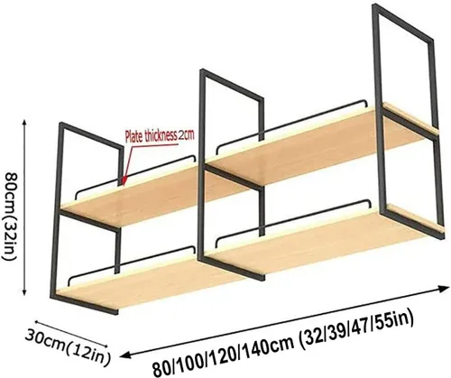 Miniatura 2 de Estantería de techo, estante de almacenamiento montado en el techo de 2 niveles de madera maciza de hierro nórdico, libros de plantas para botellas