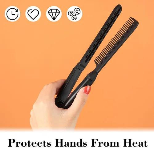 Miniatura 5 de CHENGU 2 Piezas Peine Alisador para el Cabello, Cerdas de Jabalí Pinza Cepillo de Doble Cara Cepillos Alisadores de Cabello Peine Plancha de Peinado