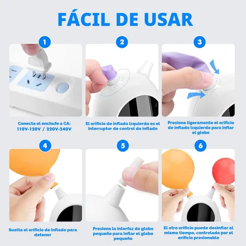 Miniatura 3 de Balloon Pump Electric, SPLAKS Balloons Inflator Air Pump Portable Balloon Blower for Garland Arch, Party Decoration Blanco