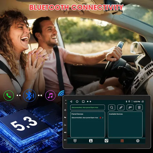 Miniatura 5 de Pantalla táctil CarPlay de 10.1 pulgadas - Estéreo inalámbrico giratorio para automóvil Android Auto - Bluetooth Phonelink navegación GPS WiFi Dual