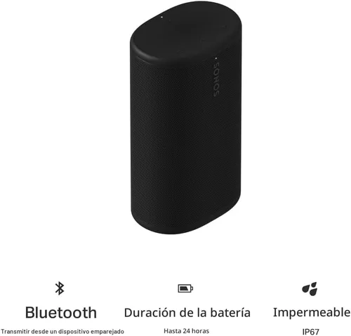 Miniatura 10 de Sonos Play - Altavoz Bluetooth portátil con WiFi, Alexa, batería de 24 horas, base de carga, color negro
