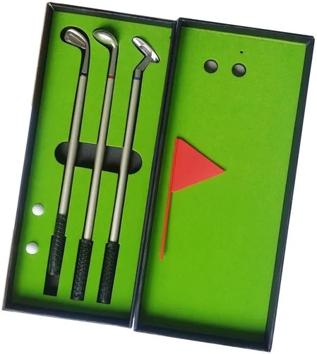 Seadream Juego de regalo de golf, juego de bolígrafos de golf de escritorio, juego de regalo de bolígrafo de golf de escritorio, incluye verde, 3
