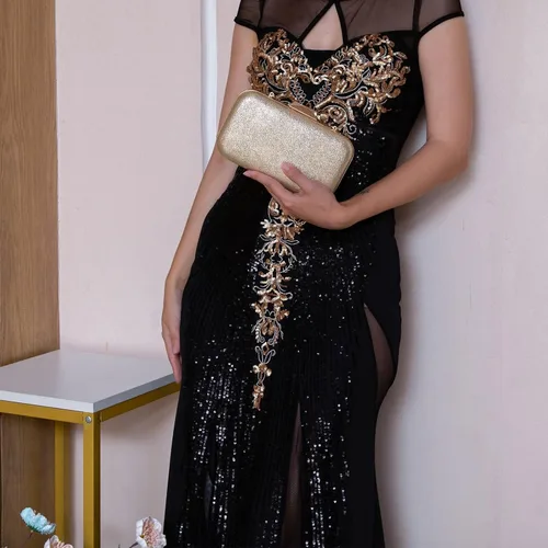 Miniatura 2 de Bolso de mano dorado, bolsos de mano dorados para mujer, para noche, boda, cóctel, fiesta, bolsa de noche, bolso cruzado de hombro..
