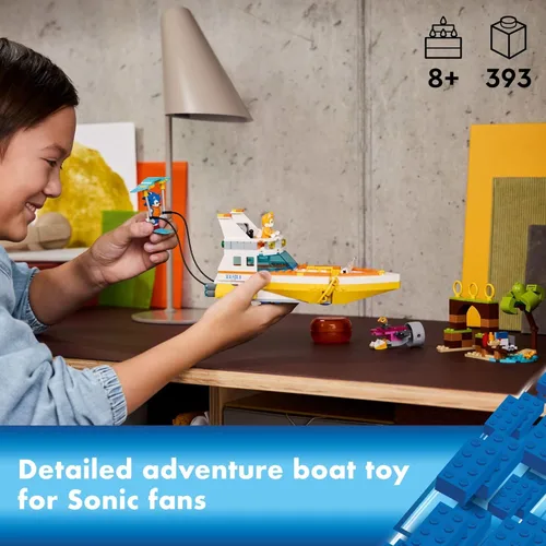 Miniatura 2 de LEGO Sonic The Hedgehog: Tails' Adventure Boat Juego de Construcción de Juguete Interactivo, Juguete de Videojuego con Personajes de Sonic y Esquís