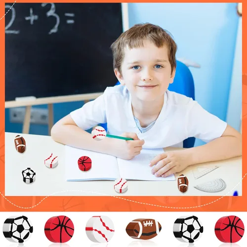 Miniatura 3 de 32 borradores deportivos para baloncesto, fútbol, fútbol, béisbol, para fiestas temáticas de cumpleaños, regalos, recompensas para el aula