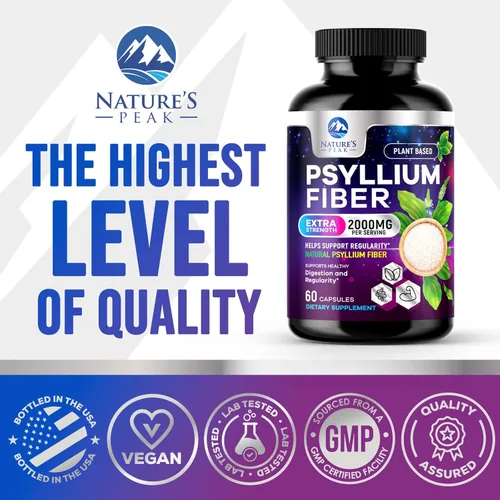 Miniatura 4 de Polvo de cáscara de psyllium de 2000 mg por porción, suplemento de fibra soluble para salud digestiva diaria y apoyo a la regularidad, cápsulas