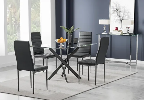 Juego de 4 sillas de comedor negras, modernas y acolchadas con respaldo alto, sillas de comedor y cocina (4, negro)
