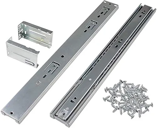 Miniatura 9 de Gobrico Diapositivas de cajón de rodamiento de bolas de cierre suave de 18 pulgadas con soportes, montaje lateral, extensión completa, correderas