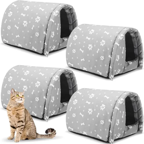 Weysat 4 piezas de casas para gatos plegables para exteriores, refugio para gatos callejeros, impermeable, casa para perros, cueva cálida para