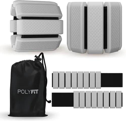 Polyfit - Par de pesas para muñeca y tobillo - Pesas ajustables para tobillo para mujeres y hombres - Pulsera portátil para ejercicio, yoga, Gris