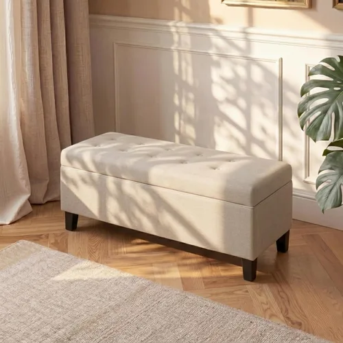 Asense Banco otomano de almacenamiento, banco de almacenamiento de 18.8 x 40 x 18.5 pulgadas, reposapiés con patas, otomanas copetudas con bisagra