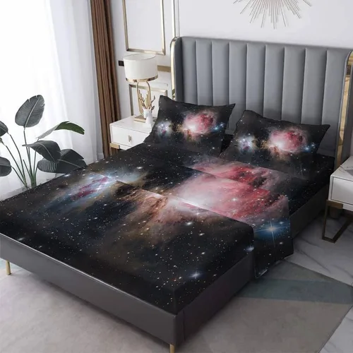 Miniatura 11 de Galaxy Sheets - Juego de sábanas de tamaño individual, sábanas de microfibra suave y bolsillo profundo, sábanas y fundas de almohada estampadas sin