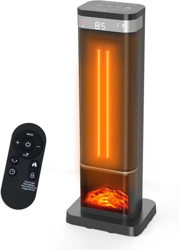 Dumos Calentadores de espacio de 24 pulgadas para uso en interiores, calentador portátil con 3 colores de luz, termostato ajustable con control