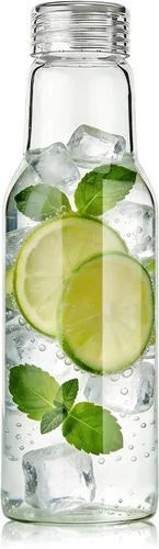Miniatura 13 de Botellas de agua de vidrio con tapas, botellas de jugo de vidrio de 16 onzas, vasos resellables, tarros de vidrio transparente para almacenamiento