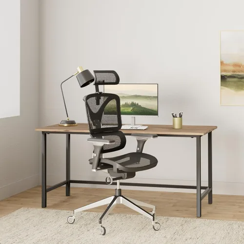 Miniatura 2 de Nouhaus Silla ergonómica de oficina con respaldo lumbar de aleación de aluminio, respaldo alto, silla de escritorio de computadora con reposacabezas