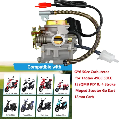 Miniatura 5 de Carburador de 50CC con colector de admisión de piezas de filtro de aire para motor de carburador de 49cc 50cc GY6 de 4 tiempos de alto rendimiento