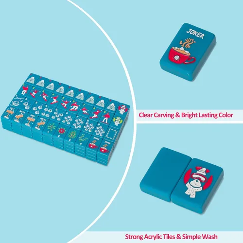 Miniatura 10 de Jongyance American Mahjong - Juego de fichas con bolsa de transporte y accesorios, 160 fichas de Mahjong grabadas en acrílico