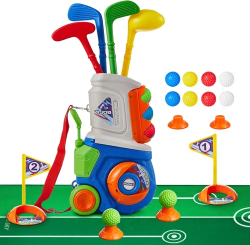 Miniatura 8 de PJG Juego de golf para niños pequeños, palos de golf de plástico para niños de 1, 2, 3, 4, 5 años con 4 palos de golf y 10 pelotas, juguetes de golf