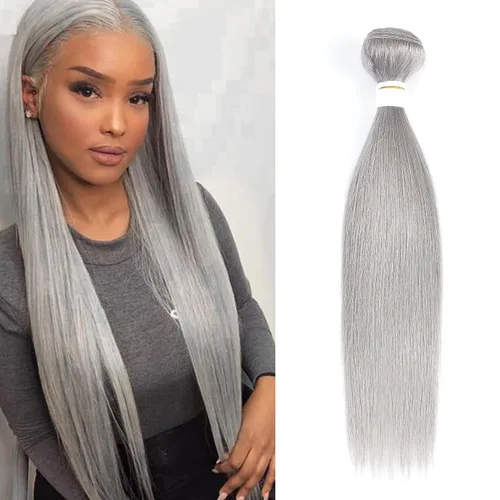 Miniatura 19 de Paquetes de Cabello Humano Ondulado Gris (10 pulgadas?1PC) 9A Paquetes de Tejido de Cabello Humano Brasileño Remy 100% Extensiones de Trama