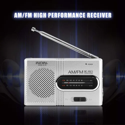 Miniatura 3 de Receptor de radio AM/FM portátil, radio AM FM de bolsillo con antena telescópica altavoz integrado y conector para auriculares para viajes al aire
