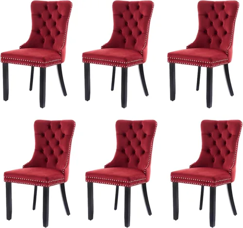Miniatura 34 de Juego de 6 sillas de comedor modernas para sala de estar, cocina, patas de madera maciza, cojín acolchado de tela de lino, asiento y respaldo
