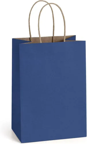 Miniatura 9 de BagDream Bolsas de regalo, 100 bolsas de regalo pequeñas de papel kraft de 5.25 x 3 x 8 pulgadas con asas a granel, bolsas de papel marrón