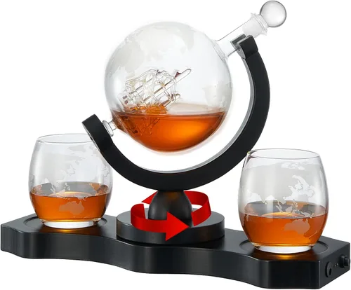 Miniatura 7 de Juego de decantador de whisky con globo giratorio y 2 vasos para whisky grabados - Regalos para hombres, papá, aniversario, cumpleaños, inauguración
