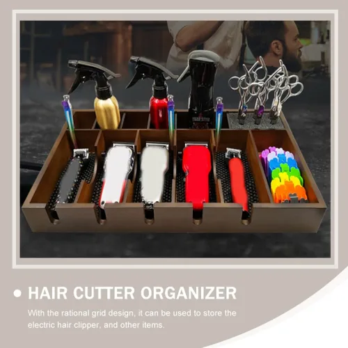 Miniatura 7 de Beaupretty Tijeras eléctricas, caja de almacenamiento de herramientas para el cabello, organizador de peluquería con gran capacidad, 17.91 x 11.02 x