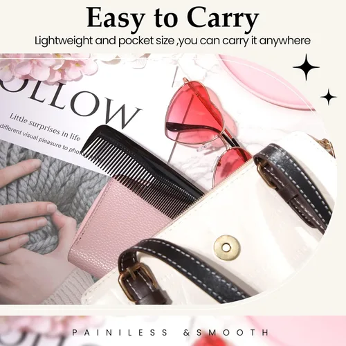 Miniatura 4 de Mimorou 150 peines para el cabello a granel, de plástico, color negro, con bolsillo, de 5 pulgadas, dientes finos y anchos para mujeres y hombres