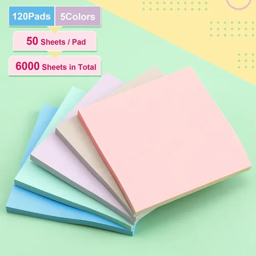Miniatura 3 de Fainne Paquete de 120 notas adhesivas a granel de 3 x 3 pulgadas, bloc de notas autoadhesivas de papel multicolor para suministros escolares