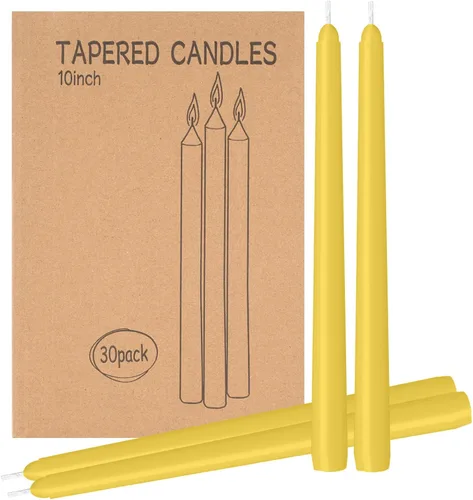 Miniatura 16 de Paquete de 30 velas cónicas blancas - 10 pulgadas sin goteo, sin humo y sin perfume Larga duración 8 horas Velas altas vertidas a mano Velas