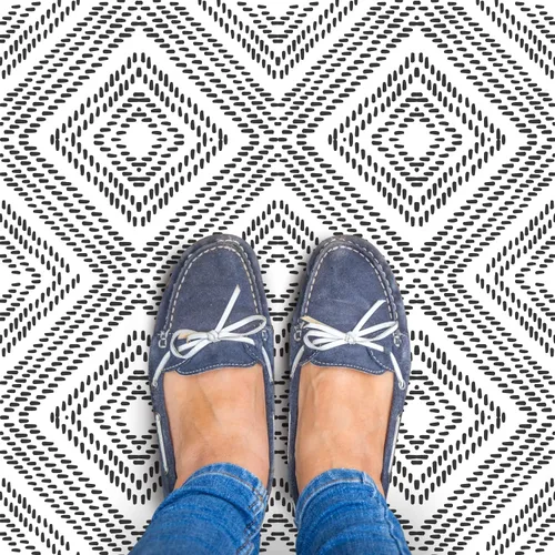 Miniatura 4 de RoomMates FT4602BX Santorini - Azulejo de suelo para despegar y pegar en blanco y negro