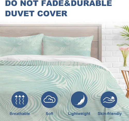 Miniatura 5 de Batmerry Abstract Smooth Lines Twin Size 3 Pieces Bedding Duvet Cover Sets, Soft Fluffy Minimalist Art Soft Hues 100% Cotton Printed Duvet Cover for