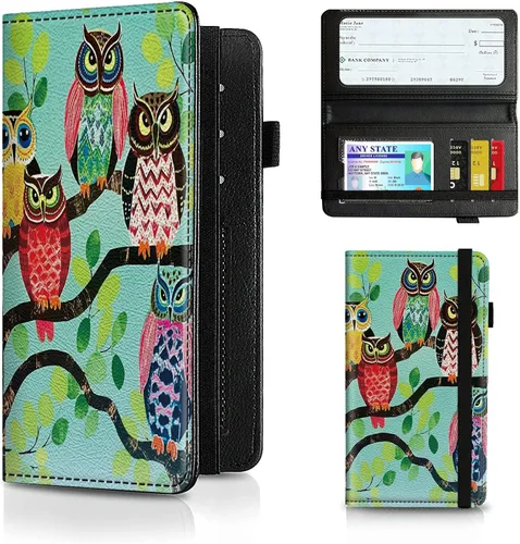 Miniatura 8 de Funda para chequera para hombres y mujeres, cartera de cuero RFID con ranuras para tarjetas de crédito, soporte de cheques duplicados personales