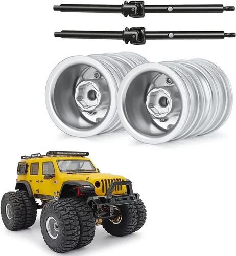 Miniatura 2 de RCHUBAM Llantas de rueda delantera RC con eje de transmisión CVD para 1/24 Axial SCX24 Deadbolt Bronco C10 RC Crawler Car