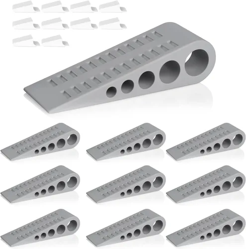 HOMOTEK Paquete de 10 topes de puerta de goma con cuña para puertas de puerta, protectores de pared para piso e parte inferior de la puerta con Gris