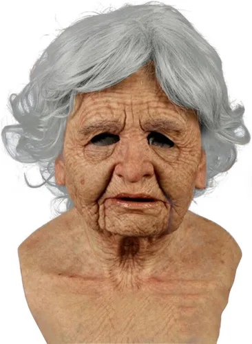 Miniatura 9 de ROTORS Máscara de anciano de Halloween, máscara realista de látex de cabeza completa, máscara de mascarada para cosplay, disfraz de fiesta