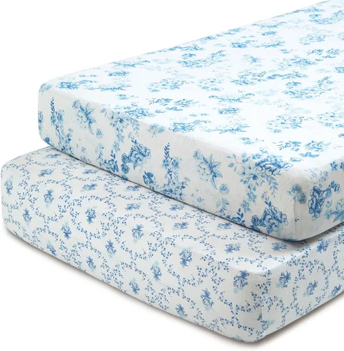 Delta Children Sábanas bajeras para cuna para niñas y niños, sábana bajera 100 % algodón orgánico para colchones estándar de cuna y niños pequeños,
