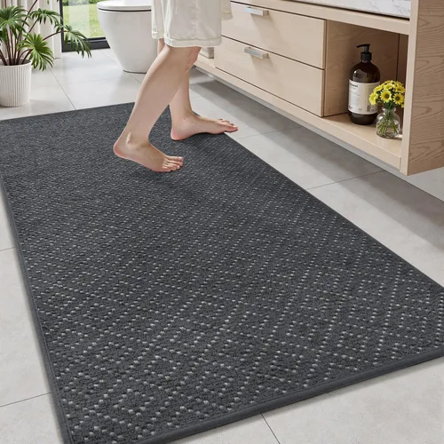 Miniatura 11 de AMOAMI Tapete de baño fino, súper absorbente, antideslizante, parte trasera de goma, tapetes de baño para baño, secado rápido, superficie