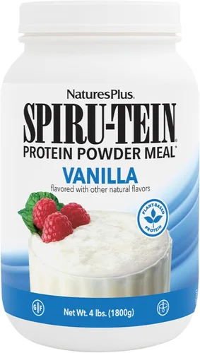 NaturesPlus SPIRU-TEIN, Vainilla - 4 libras - Batido de proteínas a base de plantas - Sin OMG, vegetariano, sin gluten - 60 porciones