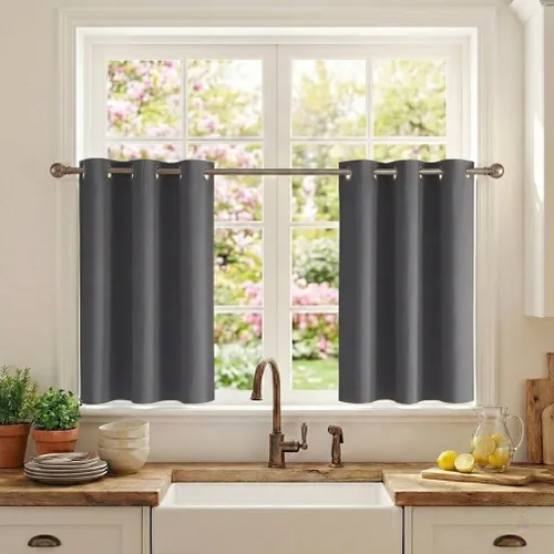 Miniatura 129 de RYB HOME Cortinas opacas de cocina de 36 pulgadas de largo, tratamiento de privacidad para ventanas pequeñas, aislamiento térmico, telón de fondo