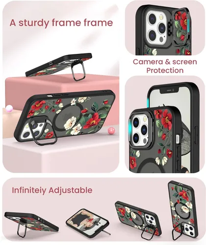 Miniatura 4 de Dretal para Funda iPhone 12, Funda iPhone 12 Pro Floral, con Protector de Pantalla, Soporte para Cámara, Protección de Grado Militar, Funda