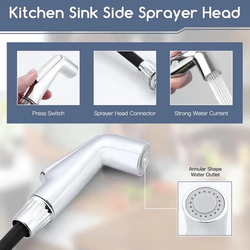Miniatura 4 de Repuesto de rociador de fregadero de cocina, cabezal rociador lateral universal para fregadero, cabezal rociador de grifo de fregadero de cocina